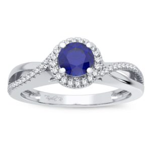 14K 0.10CT Diamond Sapphire Ring