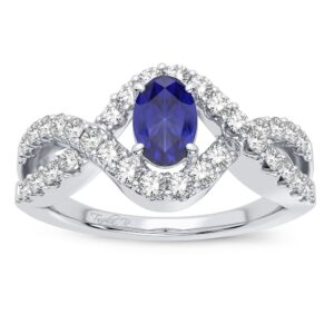 14K 0.50CT Diamond Sapphire Ring