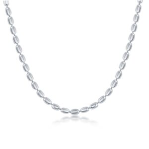 Sterling Silver 3MM Oval Bead Chain - Silver Plated