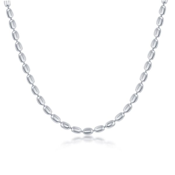 Sterling Silver 3MM Oval Bead Chain - Silver Plated