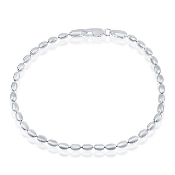 Sterling Silver 3MM Oval Bead Chain - Silver Plated - Image 3
