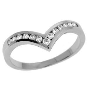 V Shape Band White Gold