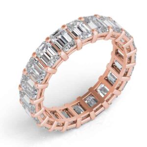 18K Rose Gold Emerad Cut Eernity Band