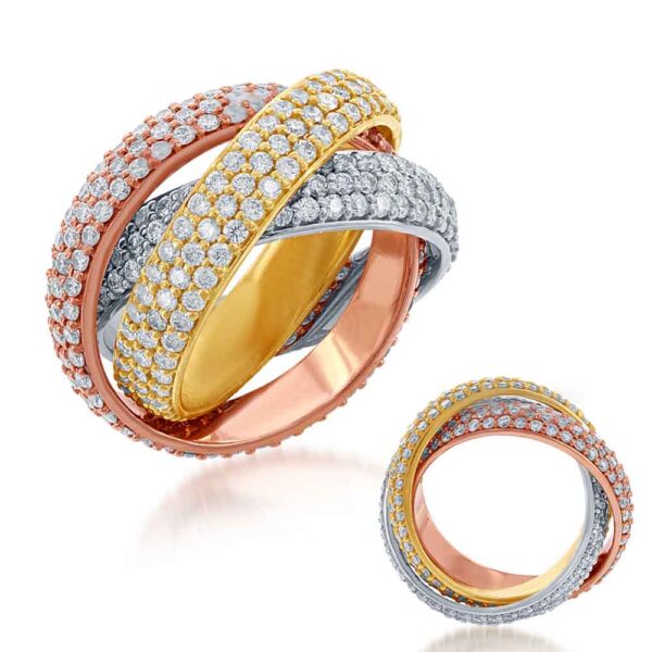 Shared Prong Tri-Color Eternity