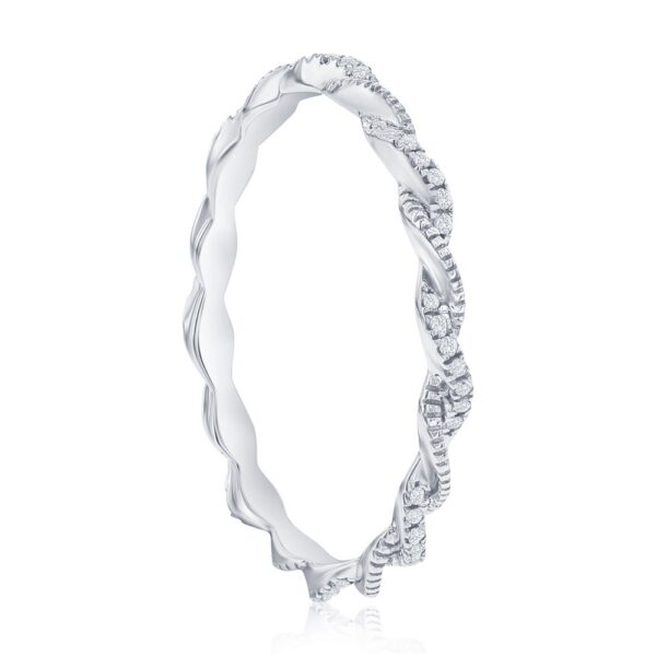 Sterling Silver Intertwined Diamond Ring - (56 Stones) - Image 2