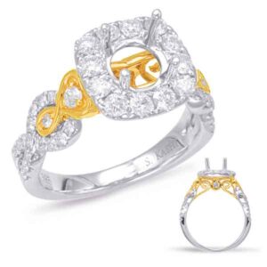 Yellow & White Gold Halo Engagement Ring
