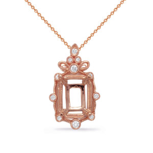 Rose Gold Diamond Pendant 8x6 EC Center