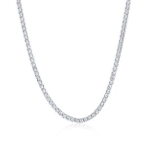 Sterling Silver 3mm Diamond-Cut Franco Chain - Rhodium Plated