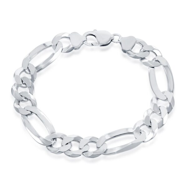 Sterling Silver 13.3mm Figaro Chain - Rhodium Plated - Image 3