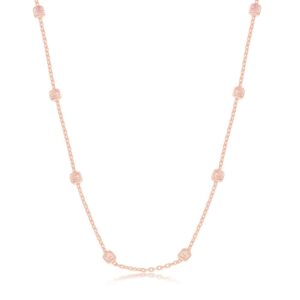 Sterling Silver Grid Square Beaded Chain - Rose Gold Plated