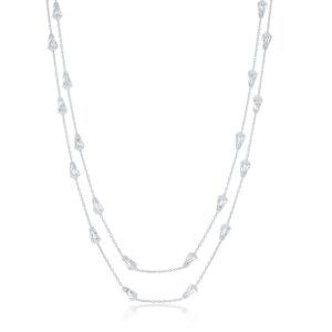 Sterling Silver Daimond-Cut Cone Shaped Beads Chain - Rhodum Plated