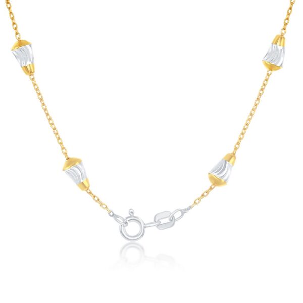 Sterling Silver Daimond-Cut Cone Shaped Beads Chain - Rhodum Plated - Image 2