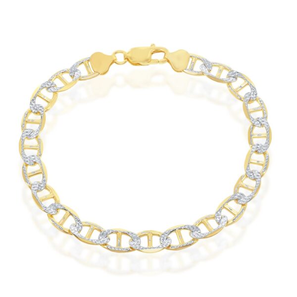 Sterling Silver Pave 8mm Flat Marina Chain (180 Gauge) - Gold Plated - Image 3