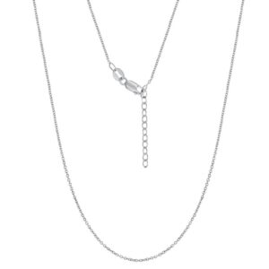 Sterling Silver, 1.9mm Diamond-Cut Cable Chain w/Lobster Lock - Rhodium Plated