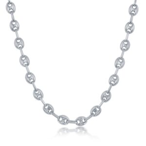 Sterling Silver 6mm Puffed Marina Chain - Rhodium Plated