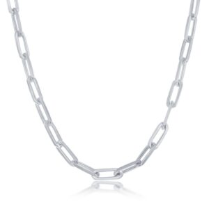Sterling Silver 5.5MM Paperclip Chain - Rhodium Plated