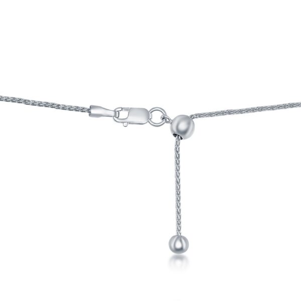 Sterling Silver 1mm Spiga Adjustable Chain - Rhodium Plated - Image 3