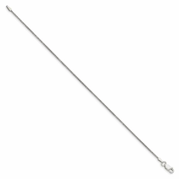 Sterling Silver 1.25mm Round Spiga Chain Anklet - Image 2