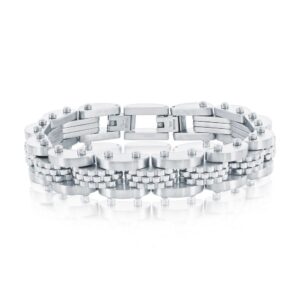 Stainless Steel Textured Linked Bracelet
