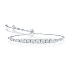 Sterling Silver Round Graduating CZ Bolo Tennis Bracelet