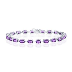 Sterling Silver 6x4mm Oval, 8.68cttw Amethyst Gem Tennis Bracelet