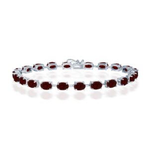 Sterling Silver 6x4mm Oval, 11.60cttw Garnet Gem Tennis Bracelet