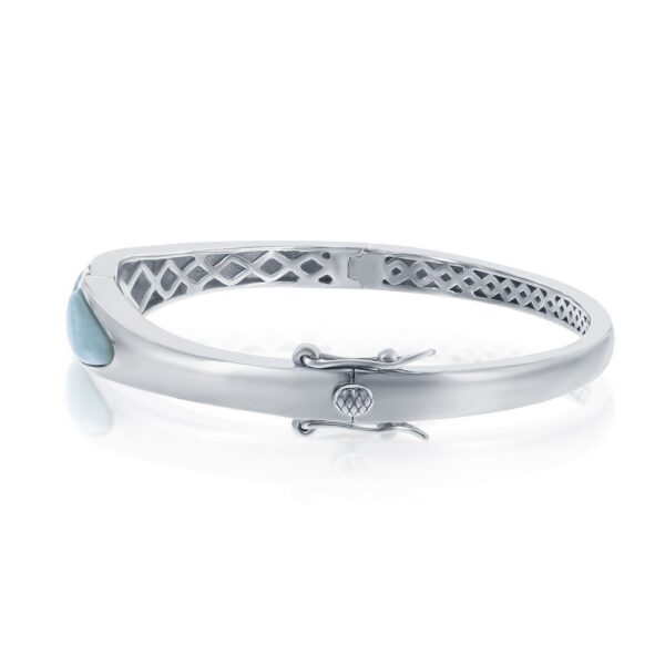 Sterling Silver Double Teardrop Larimar Bangle - Image 2