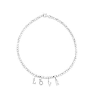 Silver Love Beaded Anklet
