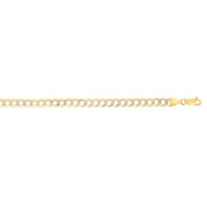 14K Gold 5.7mm White Pave Curb Chain